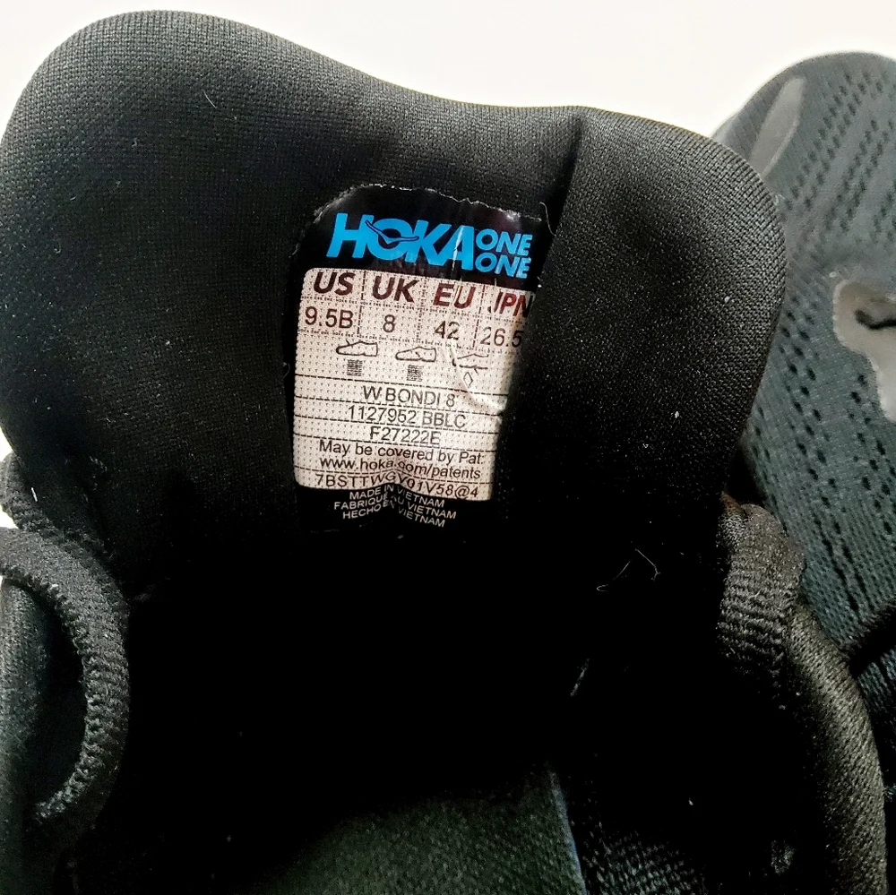 Hoka One One W Bondi 8 9.5B Black Running Shoes 1127952 BBLC - Picture 8 of 8